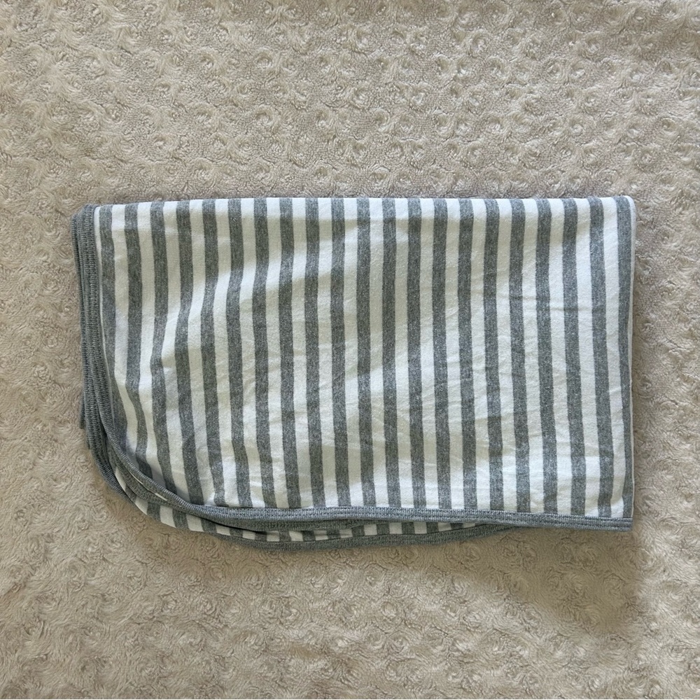 Primary Gray White Stripes Baby Blanket Security Lovey Jersey Knit Stretch Thin